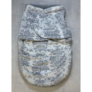Laura Ashley Baby Swaddle Sleep Sack Gray Floral Hook & Loop Closure Newborn